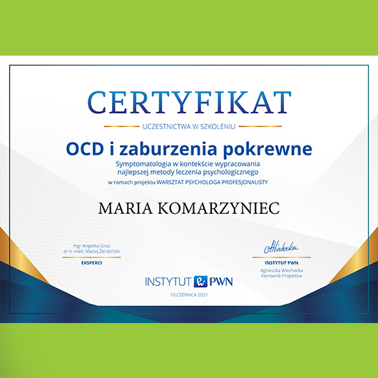 2021; Maria Komarzyniec; OCD i zaburzenia pokrewne.
