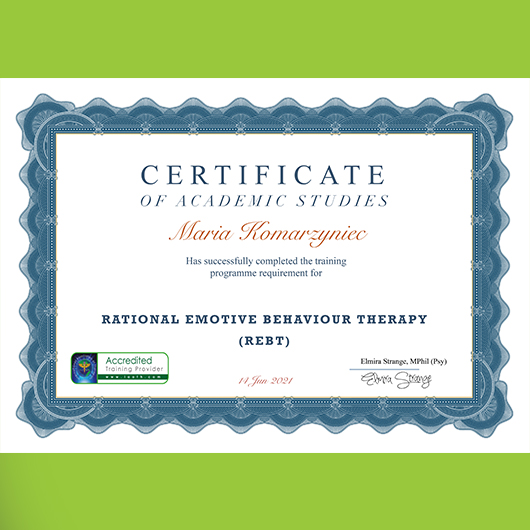 2021; Maria Komarzyniec; Rational Emotive Bahaviour Therapy (REBT)