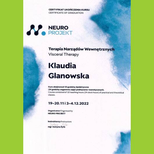 2022; Klaudia Glanowska; Kurs - terapia narządów wewnętrznych | PHOENIX Centrum Psychomedyczne