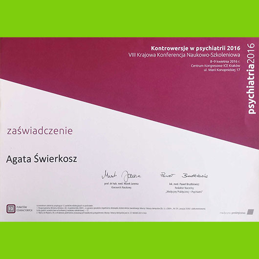 2016; Agata Świerkosz-Fraczek; Kontrowersje w psychiatrii 2016 | PHOENIX Centrum Psychomedyczne
